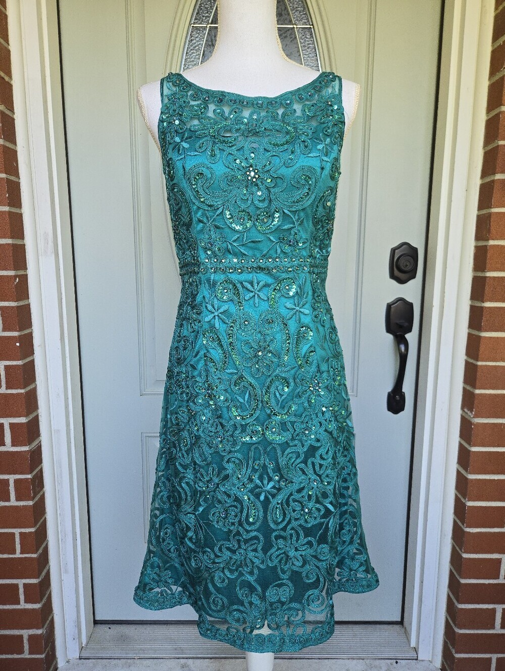 Cameron Blake By Mon Cheri Lace Evening Dress Jade 115604
